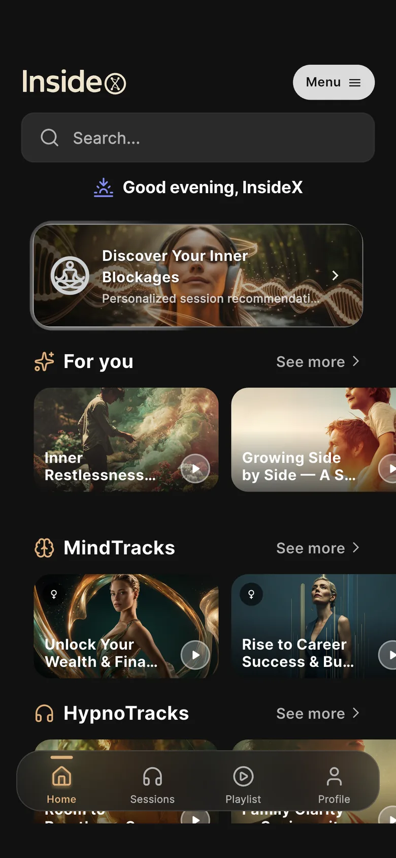 InsideX home screen